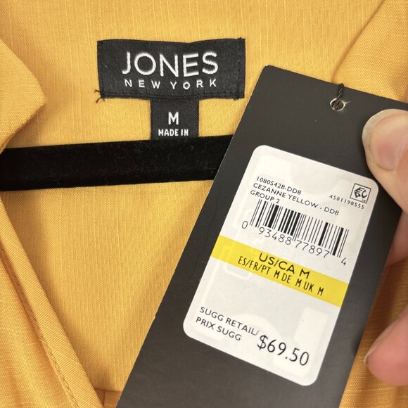 NWT Jones New York Blouse Women’s Medium Mustard Yellow V-Neck Long Sleeve‎ - Picture 11 of 16